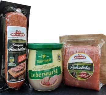 Oberlausitz Sausage Package | Gift Basket Elegant Salami & Smoked Ham in One Piece | Meat & Sausage Food Basket with Liver Sausage in Glass | Available as a Gift Basket