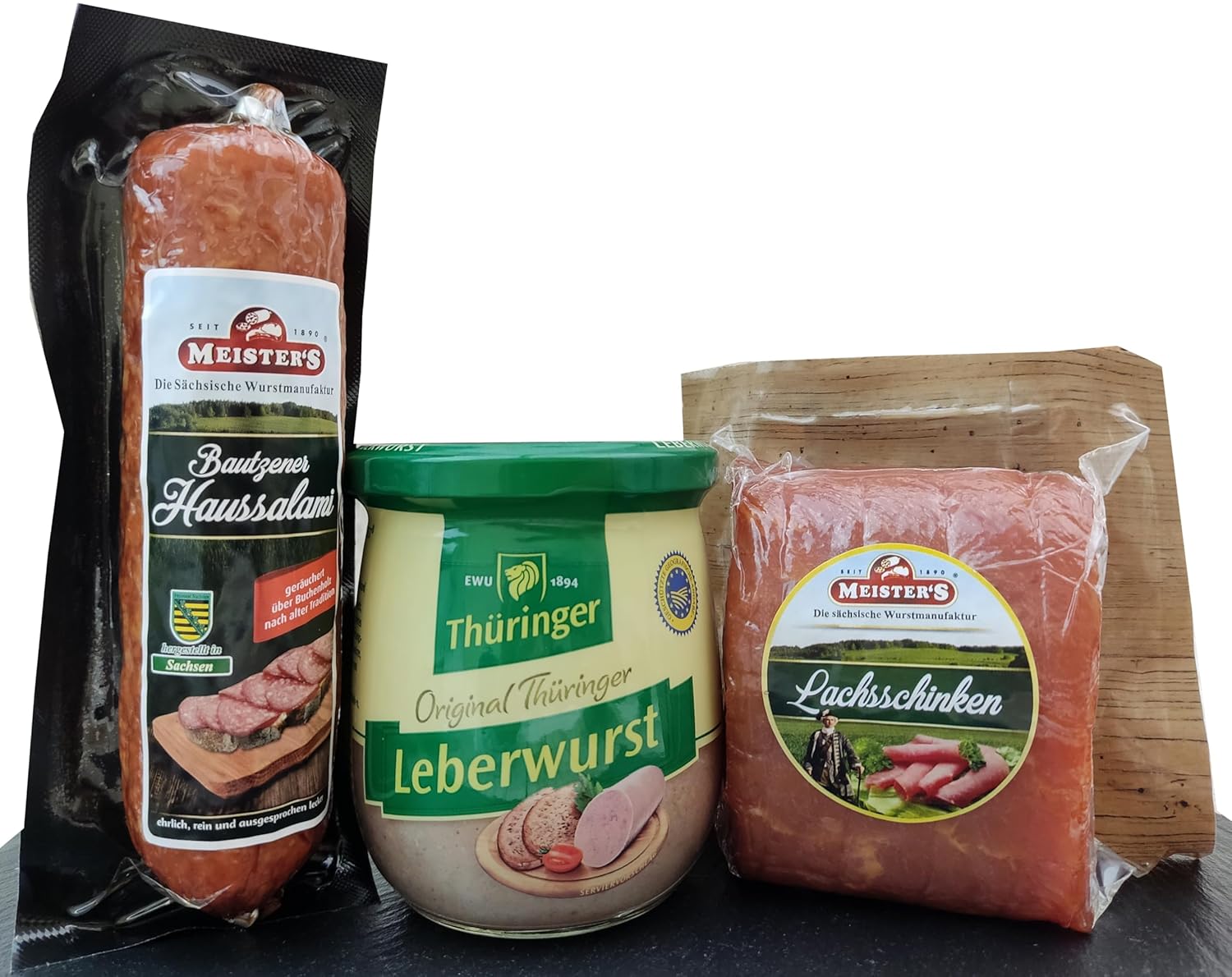Oberlausitz Sausage Package | Gift Basket Elegant Salami & Smoked Ham in One Piece | Meat & Sausage Food Basket with Liver Sausage in Glass | Available as a Gift Basket