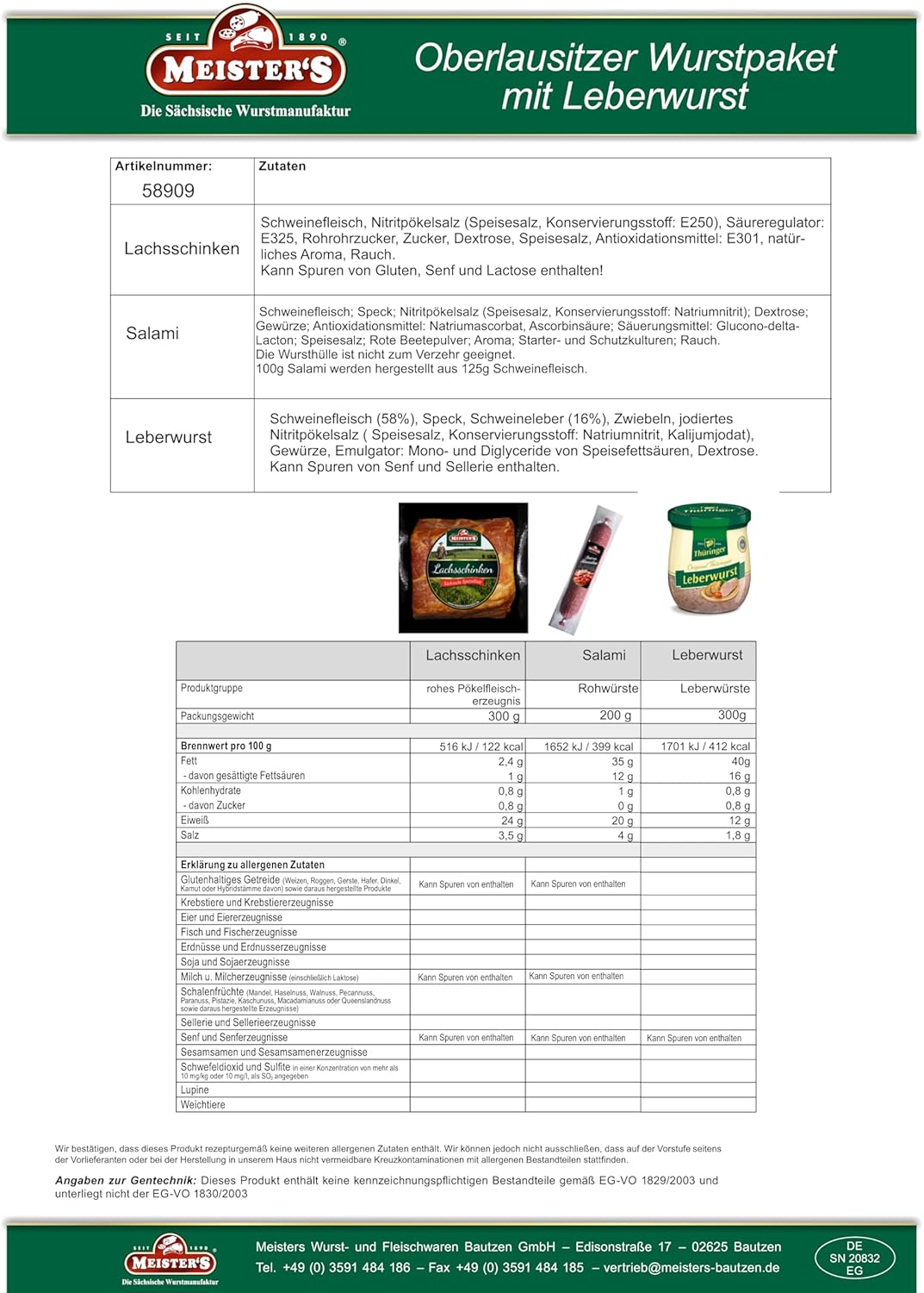 Oberlausitz Sausage Package | Gift Basket Elegant Salami & Smoked Ham in One Piece | Meat & Sausage Food Basket with Liver Sausage in Glass | Available as a Gift Basket - Image 4