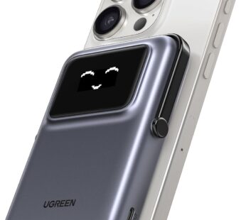 UGREEN Uno Qi2 15W Magnetic Power Bank 10000mAh, PD 20W Wireless Portable Charger with Display and Stand, Compatible with iPhone 16/15/14/13/12 Mini Plus Pro MAX (Black)