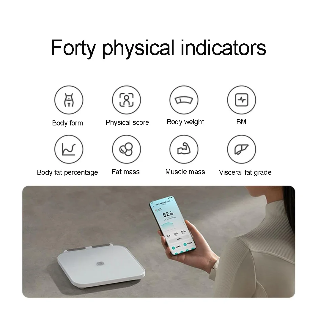 Mijia Eight Electrodes Body Fat Scale S800 Dual Band Heart Rate Detection Body Fat & Water Content Testing 150KG Max Smart Home - Image 3