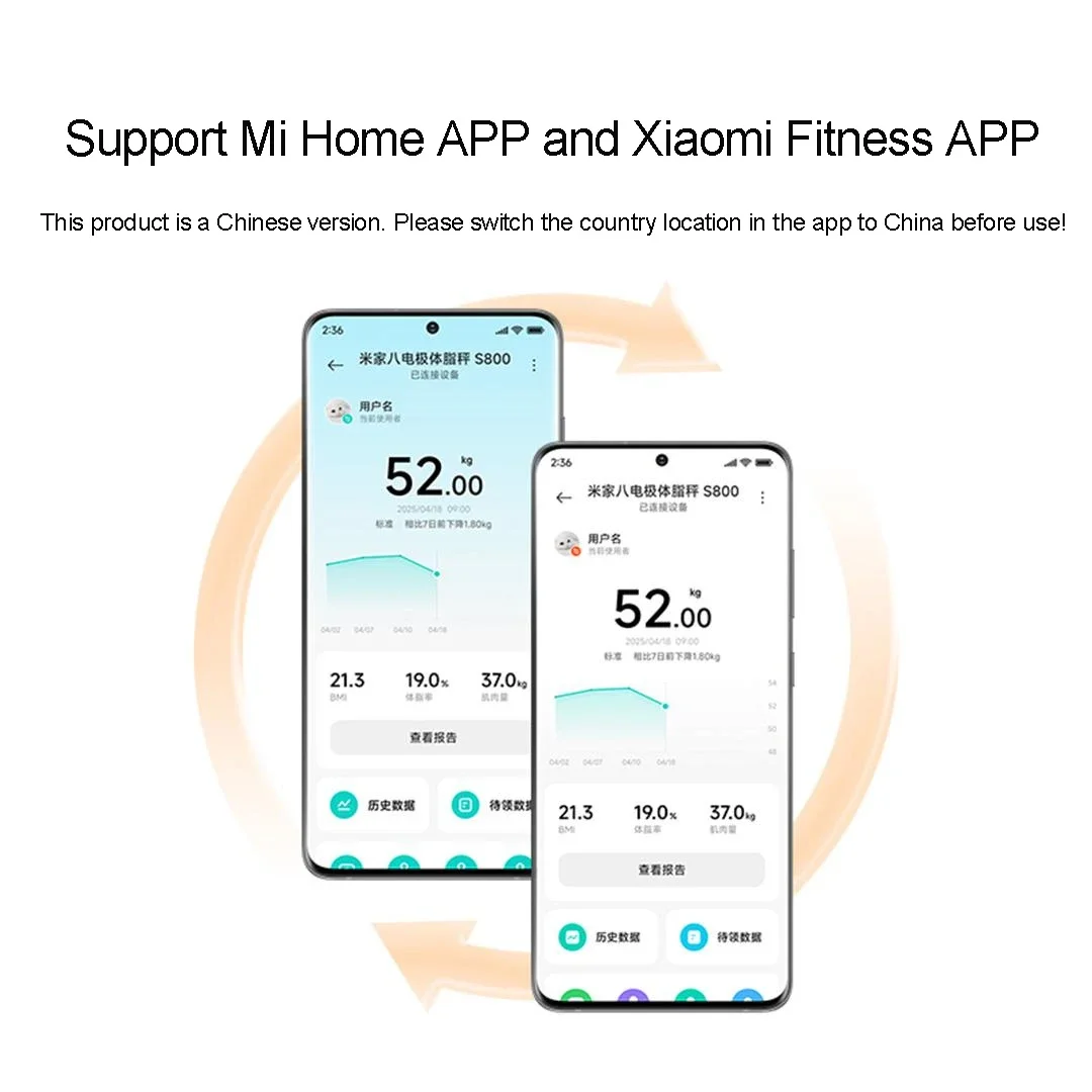 Mijia Eight Electrodes Body Fat Scale S800 Dual Band Heart Rate Detection Body Fat & Water Content Testing 150KG Max Smart Home - Image 2